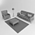 Modern Couple Sofa Set 3D model small image 3