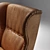 Elegant Green Leather Wing Chair 3D model small image 3