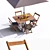 Outdoor Dining Set with Umbrella & Accessories 3D model small image 2