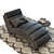 Elegant Chocolate Leather Sofa 3D model small image 2