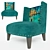 Venetian Evening Microvelvet Chair 3D model small image 1