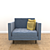 Elegant Velvet Sofa-02 3D model small image 2