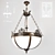 Vintage Bronze Glass Chandelier 3D model small image 1