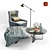 Modern Black Floor Lamp with Italian Armchair and Coffee Tables 3D model small image 1