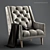 Plush Velvet Booker Armchair 3D model small image 1