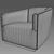 1950S Italian Shelter Arm Leather Chair 3D model small image 3