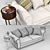 Elegant Cambridge Sofa & Lucero Side Table 3D model small image 2