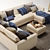 Pottery Barn Jake Sectional Set 3D model small image 3