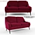 Elegant Velvet Reclining Sofa 3D model small image 1