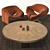 Luxury Velvet Chairs & Round Brass Table 3D model small image 3