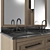 Sleek Dark Double Sink Bathroom Vanity 3D model small image 2