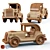 Classic Cabriolet Wood Toy 3D model small image 1