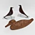 Wood and Metal Decorative Birds 3D model small image 1