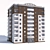 Brick Multi-storey Apartments 3D model small image 1