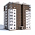 Brick Multi-storey Apartments 3D model small image 2