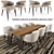 Sleek Hopper Table & Carlton Chair 3D model small image 1