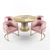 Luxury Brass & Leather Julius Chair Set and Lune Table 3D model small image 1