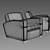 Classic Leather Library Chair 3D model small image 3