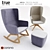 ARCA: Trestle Rocking Armchair & Ottoman Set 3D model small image 1