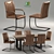 Title: Rustic Leather Dining Set 3D model small image 1
