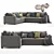 Modern West Elm Henry Sectional Sofa & Bentwood Pendant 3D model small image 2