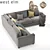 Modern West Elm Henry Sectional Sofa & Bentwood Pendant 3D model small image 3