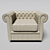 Luxury Quilted Leather Tub Chair 3D model small image 2