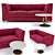 Modern Velvet Sofa Set 3D model small image 1