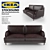 Elegant Black Leather Sofa 3D model small image 1