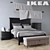 IKEA Bedroom Set: Undredal Bed, Nightstands, Numo Lamp, Stocksund Bench 3D model small image 1