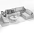 Italian Berto Living Room Set 3D model small image 3