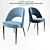 Velvet Blue Dining Chairs (Set of 2) 3D model small image 1