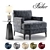 Baker Celestite Lounge Chair Set: 3D, Viridine Accent Table & Uttermost Mini Lamp 3D model small image 1