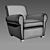 1920s Parisian Upholstered Club Chair 3D model small image 3