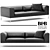 Modern Black Leather Sofa: MICHEL B&B Italia 3D model small image 1