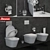 RAVAK Chrome Toilet & Bidet Set 3D model small image 1