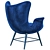 Kare Tudor Blue Velvet Accent Chair 3D model small image 2