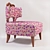 Elegant Rosy Art Deco Armchair 3D model small image 2