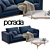 Elegant Porada Kirk Living Set 3D model small image 1