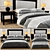 Elegant Gray and Goldie Hotel Bed 3D model small image 1