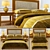 Elegant Gray and Goldie Hotel Bed 3D model small image 3