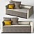 2 Seater Sofa Bed Set 3D model small image 1