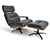 Athea Leather Pivoting Armchair & Ottoman 3D model small image 1