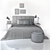 Dark Gray Kenay Kina Bed Set with Etnic Puf & Creu Bedside Table 3D model small image 2