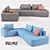 Versatile OM Blank Modular Sofa 3D model small image 1