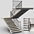 Elegant Iron Railing Staircase 3D model small image 1