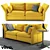 Vitra Mariposa Sofa: Sleek Yellow Fabric & Metal Frame 3D model small image 1