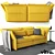 Vitra Mariposa Sofa: Sleek Yellow Fabric & Metal Frame 3D model small image 2