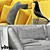 Vitra Mariposa Sofa: Sleek Yellow Fabric & Metal Frame 3D model small image 3