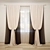 Elegant Curtain Combo: Straight + Central Tieback & Tulle 3D model small image 1